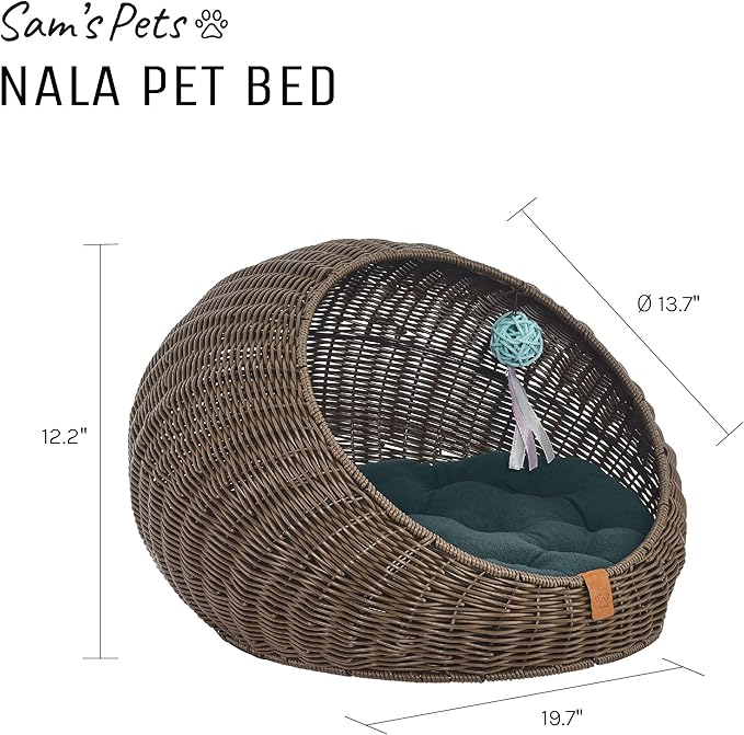 Sam's Pets Nala 20'' Dog Cat Bed in Brown Oak