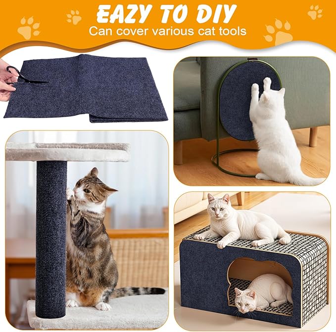 78.7x15.8 in Cat Scratch Furniture Protector, Self-Adhesive Couch Protectors from Cat Caws for Couch, Wall Trimmable (Dark Gray)