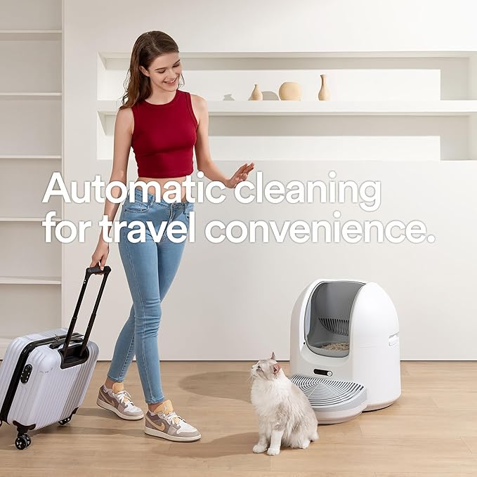 Open-Top Self Cleaning Cat Litter Box, Safety Anti-Pinch Protection, Large Papacity, App Control Automatic Cleaning Litter Box，Automatic Cleaning Function, Ultra-Quiet Design