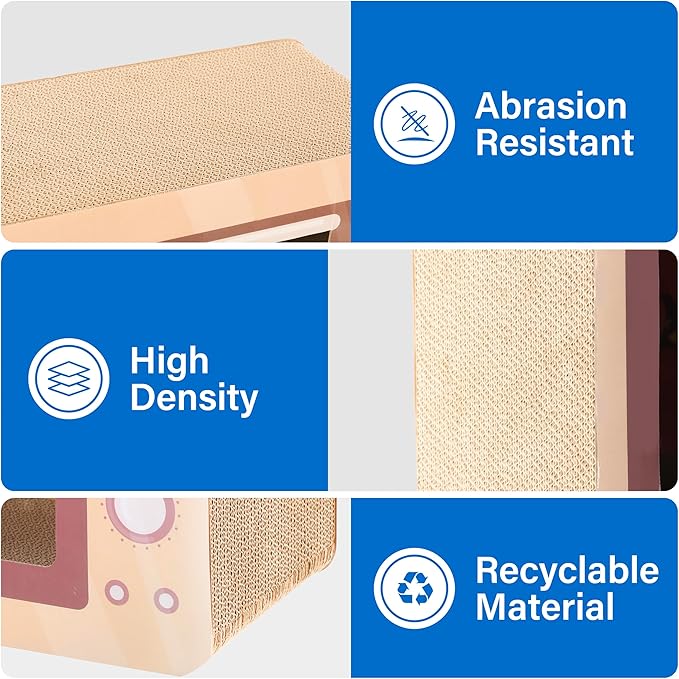 FluffyDream Oven Cat Scratcher Board - Durable Lounge Bed for Cats - Indoor Scratch Pad & Play House - Corrugated Toy for Cat Birthday - 17.3L*13.4W*9.1H