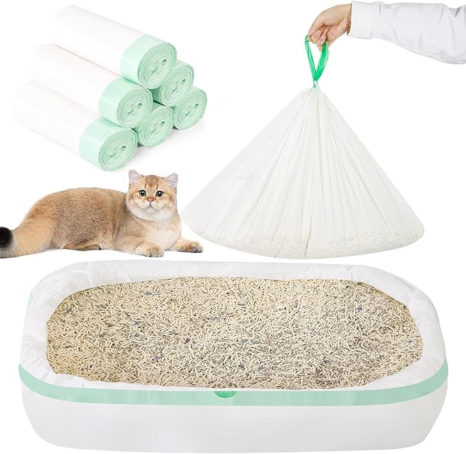 60 Count 36"x18" Large Litter Box Liners,XL Jumbo Drawstring Extra Thick Cat Litter Bags,Extra Durable Cat Litter Bags for Pet Supplies
