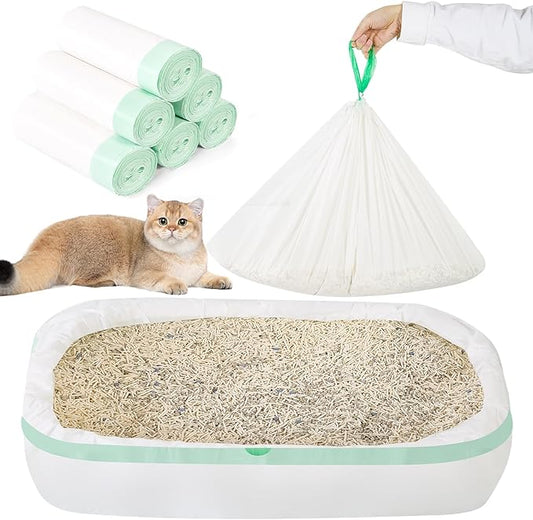 60 Count 36"x18" Large Litter Box Liners,XL Jumbo Drawstring Extra Thick Cat Litter Bags,Extra Durable Cat Litter Bags for Pet Supplies