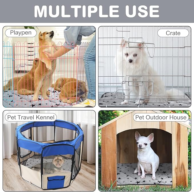 Namalu 4 Pack Self Warming Cat Bed Self Heating Cat Mat Star Pattern Soft Dog Crate Pad Thermal Pet Mat Anti Slip Kennel Washable Dog Warming Bed for Outdoor Indoor(18 x 24 Inch,Rectangle)