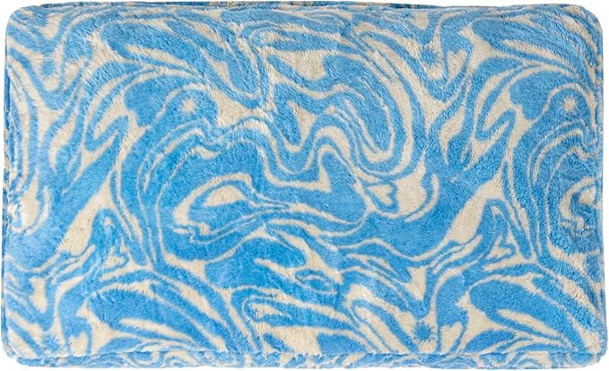 DBD3001G-M Mabel 35" x 23" Designer Modern Ultra Soft Reversible Plush Rectangular Pet Bed with Washable Cover, Blue Lemonade Twist