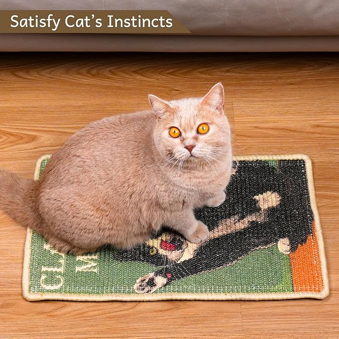 SOLDAY Cat Scratcher Mat for Floor Wall Carpet Couch Furniture, 22x13 inch Cat Scratching Posts Board, Anti Scratch Furniture Protector(Cow Cat)