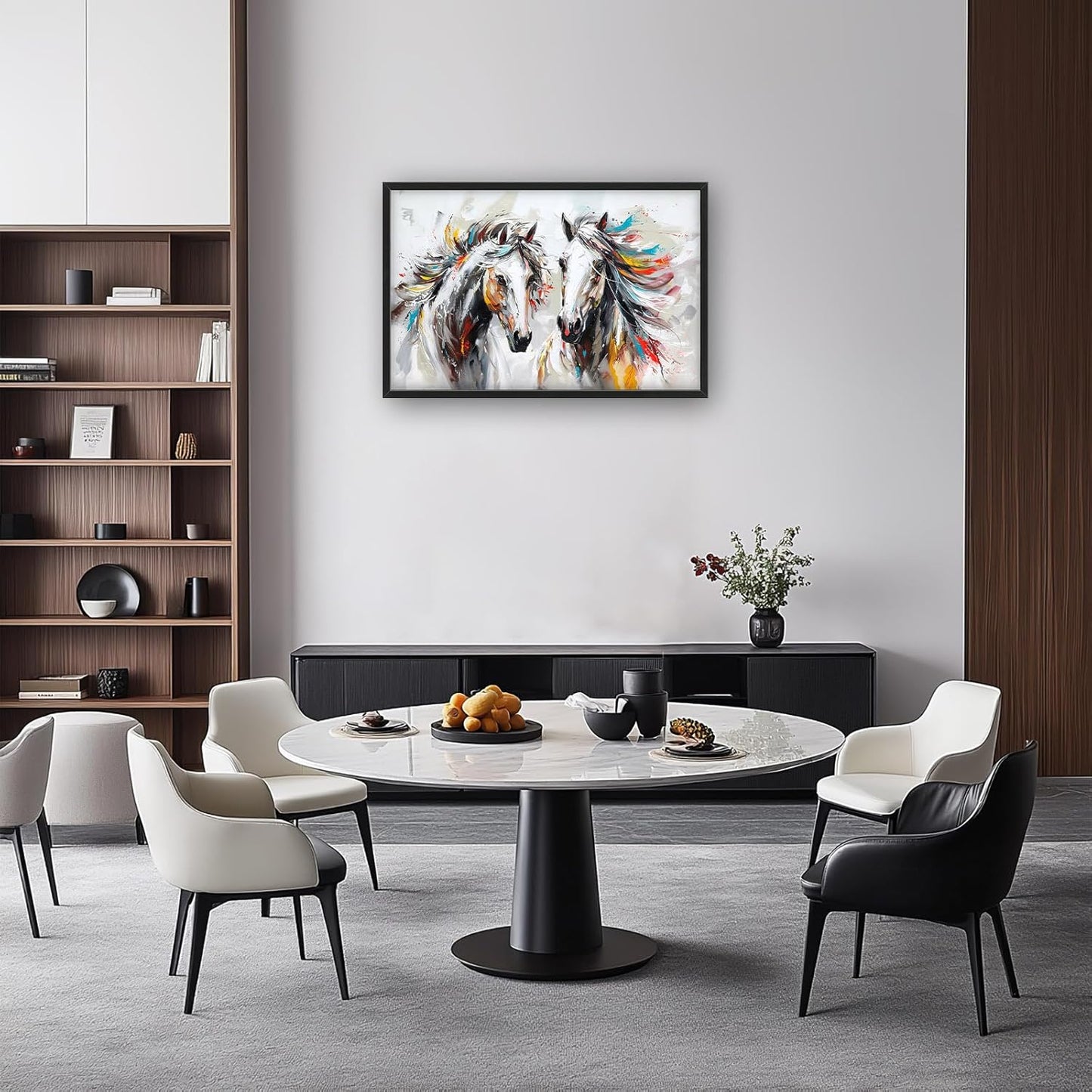 Quorin Horse Large Wall Art White Horse Animal Pictures Wall Decor Colorful Graffiti Canvas Print Painting Artwork for Bathroom Living Room Bedroom 36L x 24W