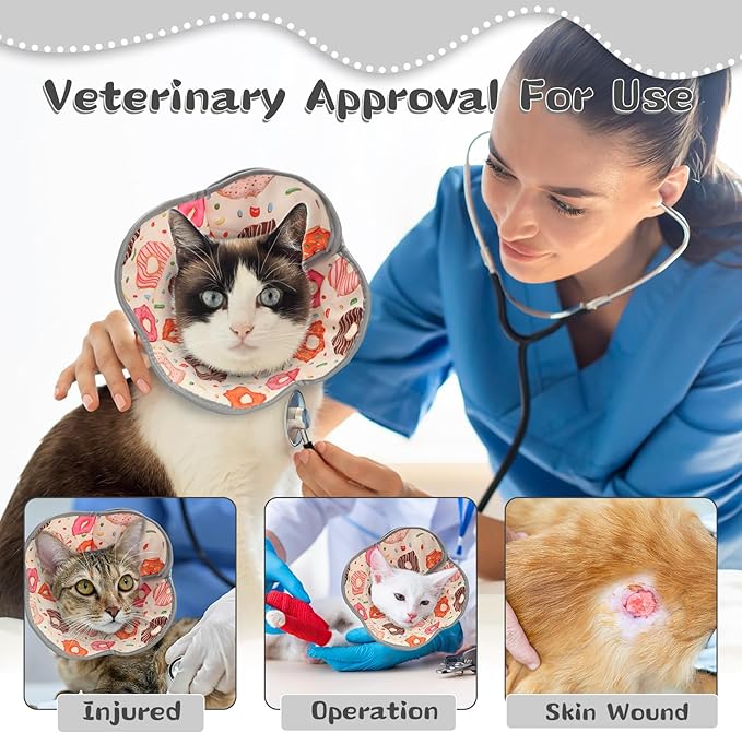 Cat Cone Collar Soft for Wound Healing, Foldable Neck Recovery Cone Anti Licking, Small Adjustable Surgery Cat Head Cone Alternative for Kittens(Size: M)