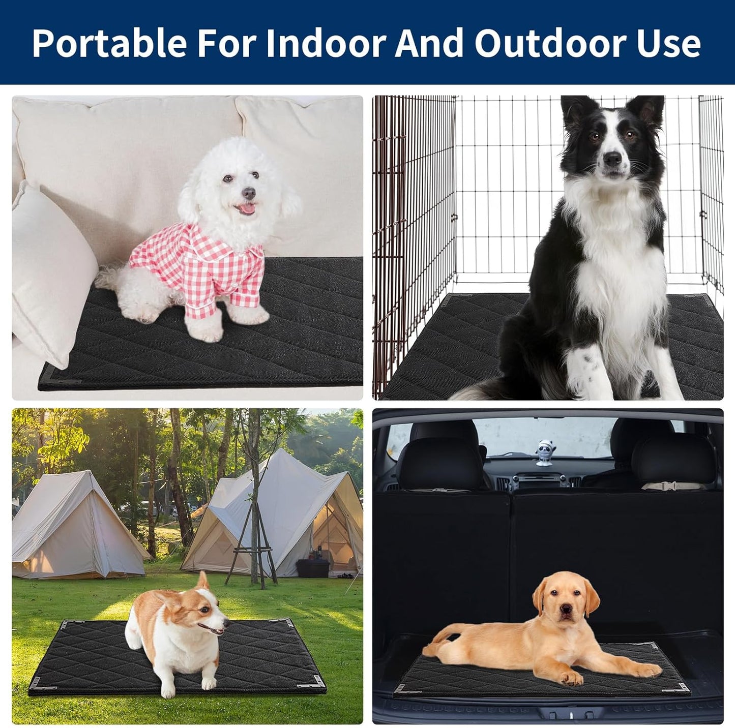 BALAPET Durable Chew Proof Dog Bed with Metal Rivet Corner for Large Dogs, Stable Kennel Pad Mat for Teething Puppy, Durable Indoor Outdoor Crate Pad for Medium Dog Crates, 41"x28"