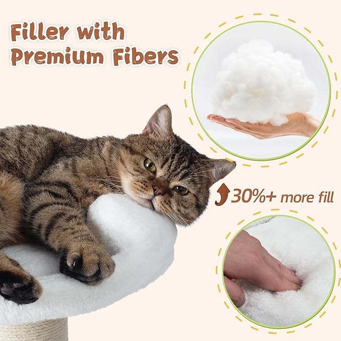 Fantasreen Cat Scratching Post Cat Scratcher Tall Scratching Posts for Indoor Cats with Cat Toy and Interactive Ball Self Groomer for Kittens Adults Cats (White)