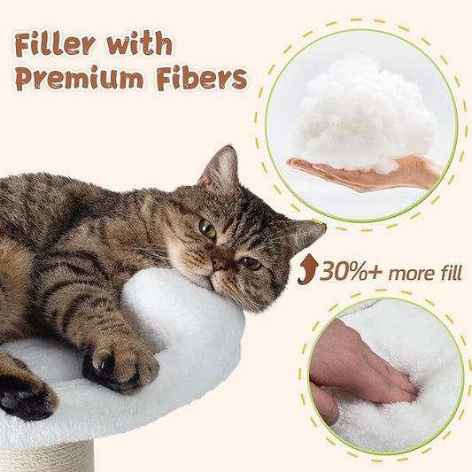 Fantasreen Cat Scratching Post Cat Scratcher Tall Scratching Posts for Indoor Cats with Cat Toy and Interactive Ball Self Groomer for Kittens Adults Cats (White)