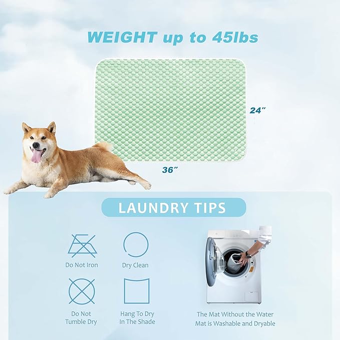 MICROCOSMOS Pet Cooling Mat & Sleeping Pad- Breathable Bubble Surface, EZ Clean. Keep Cooling for Pets, Kids and Adults in Summer.(Green, 36" x 24")