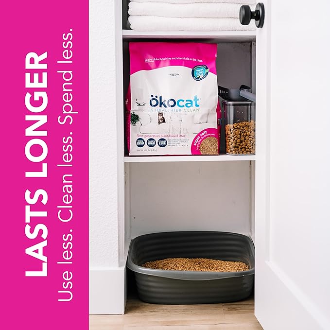 ökocat Super Soft Wood Clumping Cat Litter, Unscented, 15.8 pounds - Natural Ingredients, Stops Odor, Clumps Solid, 99% Dust Free, Great for All Cats, Sensitive Paws, Kittens