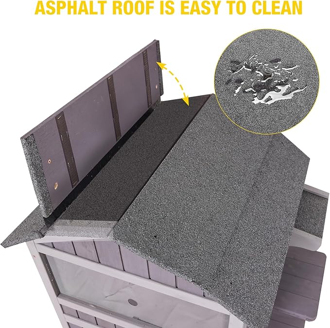 Aivituvin Outdoor Cat House，Two-Story Feral Cat Shelter，Weatherproof Cat Enclosure for Winter with Escape Doors