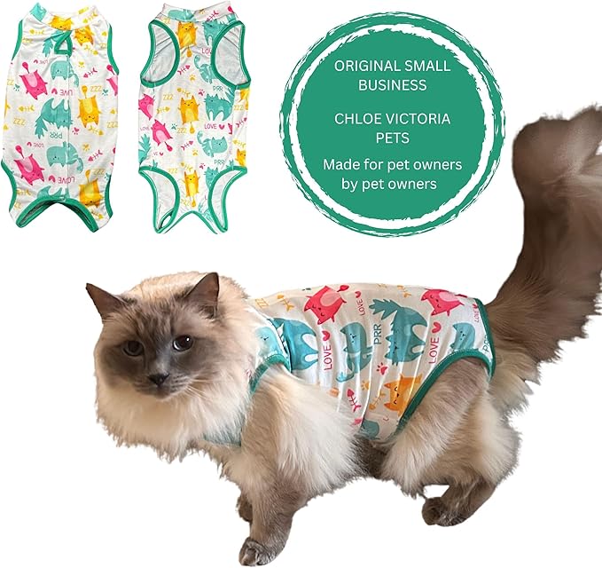 Cat Recovery Suit Surgical Onesie for Post Surgery/Neuter/Spay. Protection for Wounds and Skin infections for Male/Female Cats. Comfortable, Safe, (no Loose Cords) Cone Alternative (X-Large)