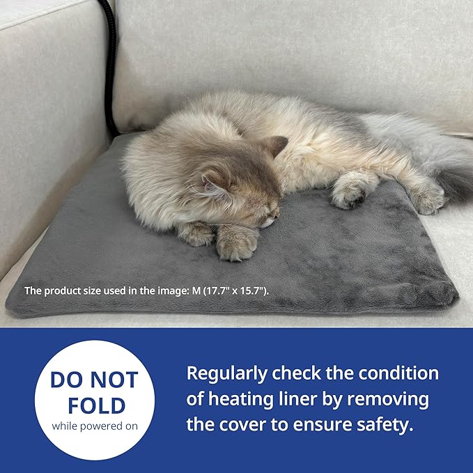 NICREW Cat Heating Pad, Temperature Adjustable Heated Cat Bed with Auto Shut Off Timer, Indoor Pet Heated Bed Mat for Cats and Dogs, 17.7 x 15.7 Inches