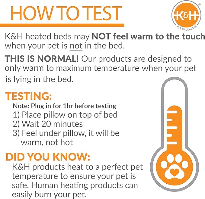 K&H Pet Products Pet Bed Warmer, Turn Any Pet Bed Into a Heated Cat or Dog Bed, Waterproof Indoor Heated Warming Pad Insert, Automatic Temperature, Safety Listed - Large 23.75 X 11in Tan