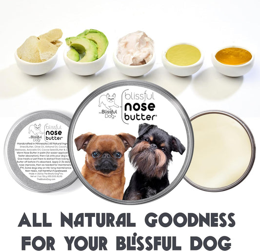 The Blissful Dog Brussels Griffon Nose Butter for Dry, Cracked Skin, Lick-Safe Dog Nose Balm with Moisturizing Shea Butter, Almond, Olive, and Essential Oils, Pet Supplies, Uncented, 8 oz.