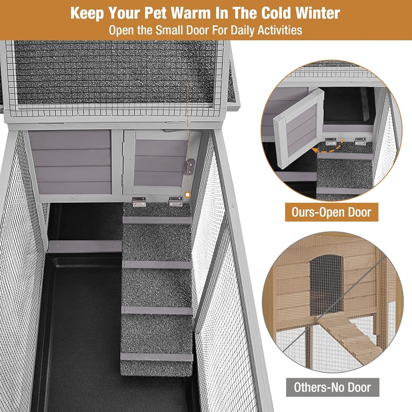 GUTINNEEN Rabbit Hutch Guinea Pig Cage with Double Run Indoor Bunny Hutch Outdoor Rabbit House with Deeper No Leak Trays and Wheels