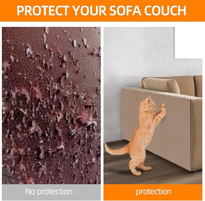 Cat Scratch Mat, Trimmable Self-Adhesive Carpet Pad, Decorative Tree Shelf, Wall, Scratching Post, Couch Protector 78.7"x15.8"