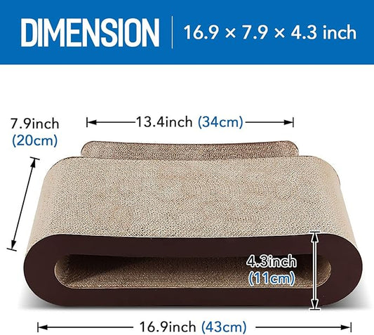 FluffyDream 2in1 Cat Scratcher Cardboard Lounge Bed, Cat Scratching Board, Durable Board Pads Prevents Furniture Damage