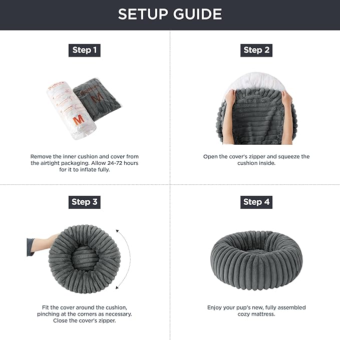 Bedsure Donut Small Dog Bed - Dog Beds for Small Dogs with Corduroy Fleece & Anti Slip Bottom, Round Faux Fur Pet Beds with Washable Removable Cover, Cream, 23x23x7 inches