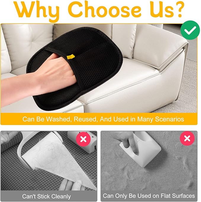 2 Pcs Pet Hair Removal Glove for Cats & Dogs, Pet Hair Remover Brushing Gloves, Reusable Pet Hair Remover Glove, Double-Sided for Couch, Clothing, Carpet, Car Seat