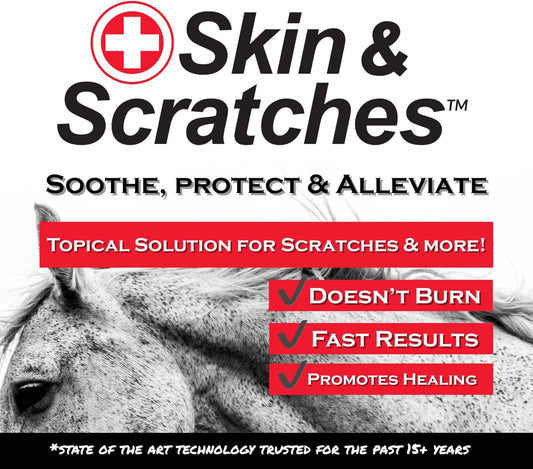Show Out Skin & Scratches 4 oz Concentrate - Fast Relief and Prevention for Horse Care. Use on Equine Scratches/Mud Fever, Girth Itch, Mange, Thrush, Rain Rot, Ringworm, etc w/Empty Spray Bottle