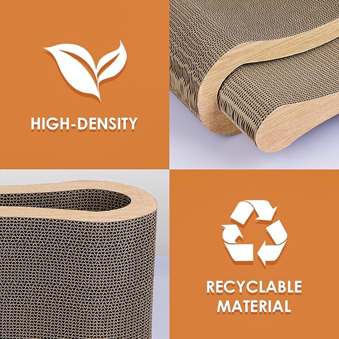2 in 1 Cat Scratch Pad - Corrugated Cardboard Ultimate Cat Scratching Board, Reversible Cat Lounge Scratcher for Indoor Cats