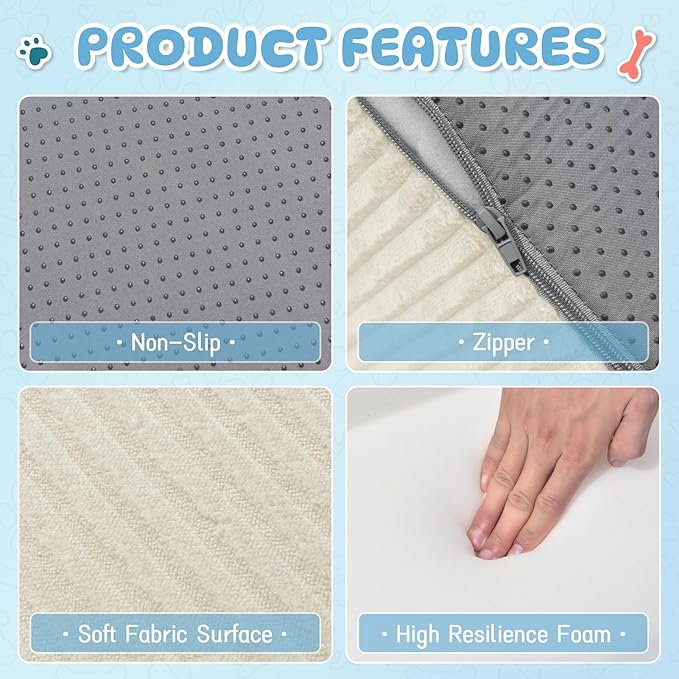 Dog Steps for Small Dogs, 3-Step Dog Ramp and Stairs for High Beds and Sofa, Non-Slip Pet Stairs for Small Cats, Removable and Easy to Clean Pet Stairs, Beige