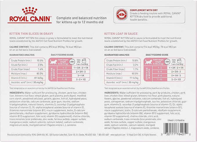 Royal Canin Feline Health Nutrition Kitten Wet Food Variety Pack, 12 Pack, 2 Varieties, 3 oz Cans