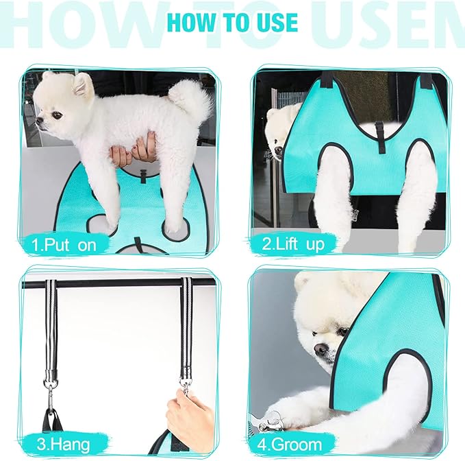 Dog Grooming Hammock - Upgrade Pet Grooming Harness for Nail Trimming (XXL 120lb), Dog Sling for Nail Clipping, Dog Hanging Holder Hanger for Cutting Nail with Nail Clippers, Green