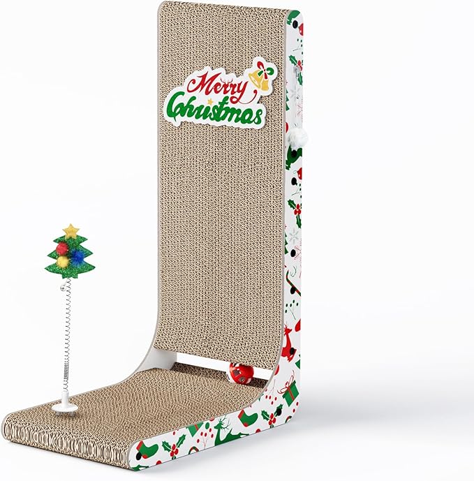 Cardboard Cat Scratcher, 23.6 Inch L Shaped Vertical Cat Scratching Board, Wall-Mount Cat Scratchers for Indoor Cats (Colorful, 1pcs)