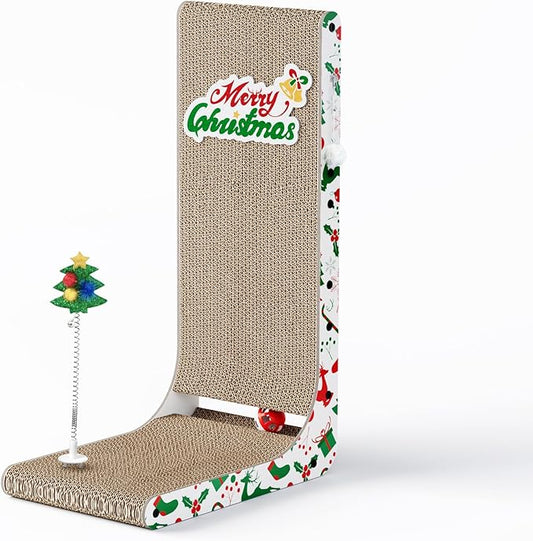 Cardboard Cat Scratcher, 23.6 Inch L Shaped Vertical Cat Scratching Board, Wall-Mount Cat Scratchers for Indoor Cats (Colorful, 1pcs)