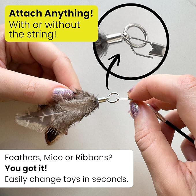 Forever Stick 3 Pack - The Unbreakable Cat Toy Wand, Extra Long Durable Interactive Cat Toy for Indoor Cats, Feather Kitten Toys for Bored Indoor Adult Cats, Bird Teaser Cat Accessories