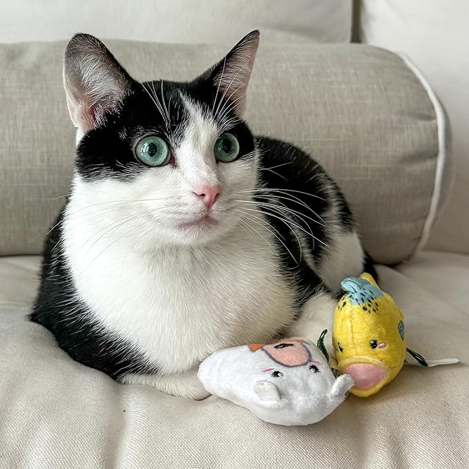 Global Collection Cat Toys | Mahi and Polar Bear Mixed Bundle | Value 2-Pack for Indoor Cats | Cute Interactive Plush Toys | Eco-Friendly & 100% Recycled Materials