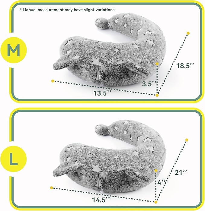 Dog Calming Pillow, Glow in The Dark Dog Put Head on, Soft Question Mark Pillows for Dogs, Kids, Adults, Washable Dog Bed Pillow, Cozy Dog Body Pillow (L Gray)