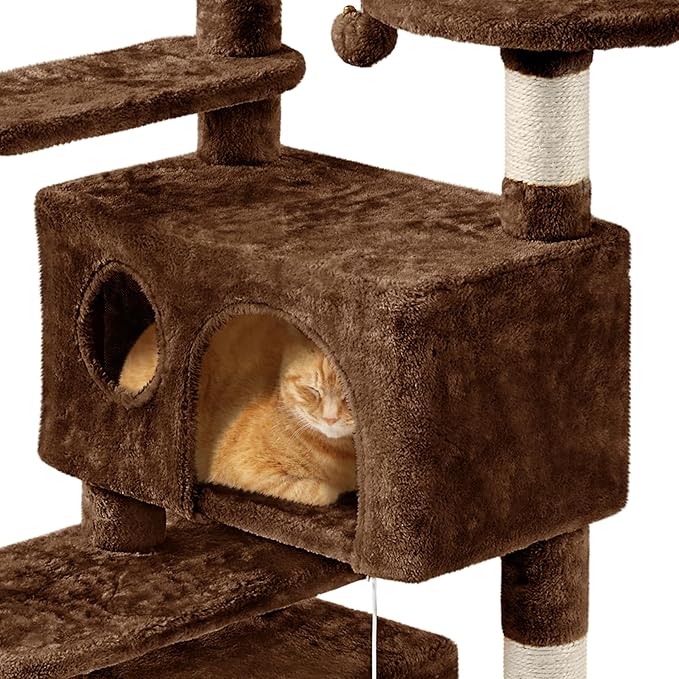 Topeakmart 57in Height Cat Tree Condo Multi-Level Kitten Tower Cat House Furniture
