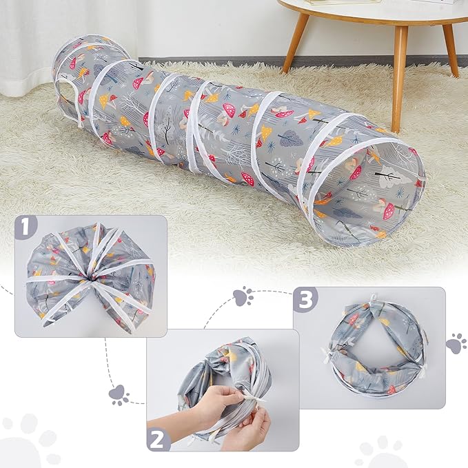 Glittme Cat Tunnel, Cat Tunnels for Indoor Cats, S-Shape Cats Cave with Cat Toys, Foldable Cat Tubes and Tunnels for Cats, Rabbit, Puppy, Guinea Pig