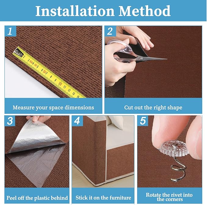 78.7"x15.8" Cat Scratching Mat - Trimmable Self Adhesive DIY Climbing Cat Scratcher Pad for Cat Tree Shelves and Post Cat Scratch Furniture Protector