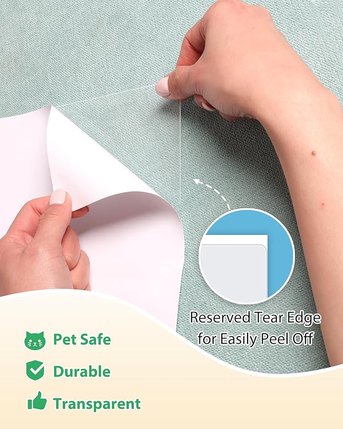 Cat Scratch Couch Furniture Protector: Thickened Protectors Sofa Guard from Cats Scratching - 12 Pack Clear Plastic Sticky Cover Anti Scratch Protection for Couches from Pet Claw