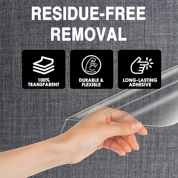 Anti Cat Scratch Furniture Protector, 2pcs 118 x 11.8in&7.9in Flexible Couch Corner Protector from Cat Claws，Single-Sided Sticky Couch Protectors, Cats Scratch Deterreent Tape (Transparent)