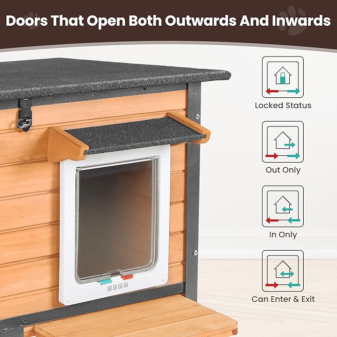 Outdoor Cat House,cat Houses for Outdoor Cats Rainproof All Round Metal Frame Wooden Condos, Indoor and Outdoor Use for Rabbit,Small Animal Feral Cat Shelter
