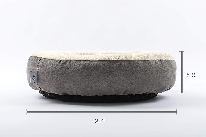 Love's cabin Round Donut Cat and Dog Cushion Bed, 20in Bed for Cats or Small Dogs, Anti-Slip & Water-Resistant Bottom, Super Soft Durable Fabric Pet Beds, Washable Luxury Cat & Dog Bed Gray