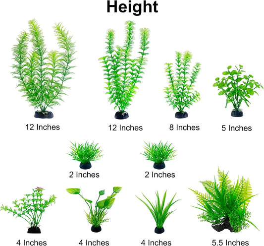 Artificial Aquarium Plants Plastic, Fake Plants for Aquarium Fish Tank, Realistic Plant 10PCS