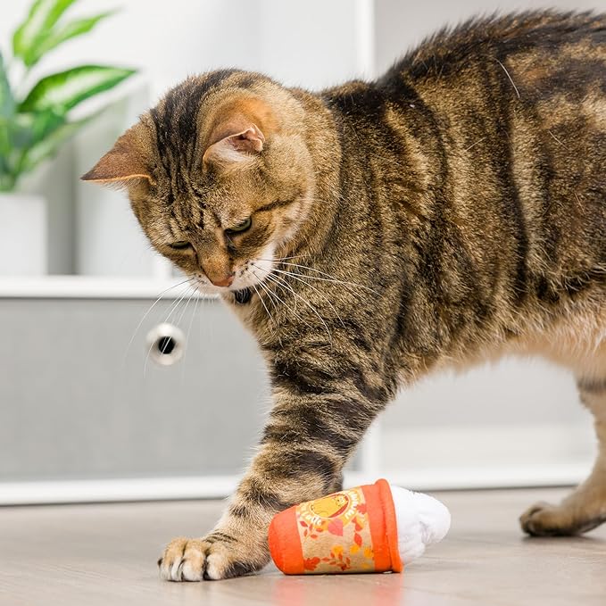 Huxley & Kent Plush Cat Toy - Fall Interactive Catnip Toy for Cats & Kittens - Soft with Crinkle & Catnip - Fun Indoor Play - Meowww Spice Latte