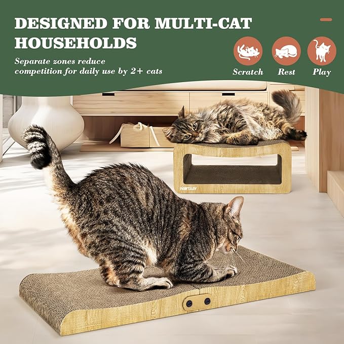 Cat Scratcher Cardboard 2 in 1 Cat Scratching Pad Multi-Functional Cat Scratch Board Furniture Scratcher Lounge Couch Bed for Indoor Cats Kitten to Play and Rest