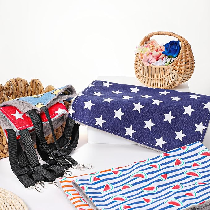 5 Pcs Cat Hammock for Cage Hanging, Breathable Cat Hammock Bed with Adjustable Straps, Soft Double-Sided Pet Hammocks for Cats, Indoor & Outdoor Catio Accessories