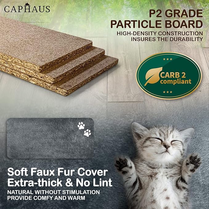 CAPHAUS Cat Tower for Indoor Cats, Modern Cute 40-Inch Small Cat Tree with Widened Perch for Large Cats Kittens, Multi-Level Cat Activity Tree with Scratching Posts, Tunnel, Basket, Cat Cave Condo