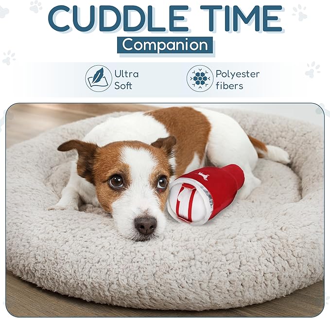 Pup Cup Tumbler Dog Toy – Birthday Dog Toy, Funny Squeaky Plush Puppy Gift, Cute Birthday Present (Ruby Red)