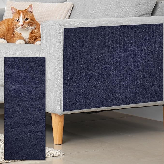 uxcell Self-Adhesive Cat Scratching Mat, 1 Roll 39.4" x 15.8" Couch Protector from Cat Claws for DIY Sofa, Wall, Doors, Cut Anti Cat Scratch Pad Carpet Mat, Dark Blue